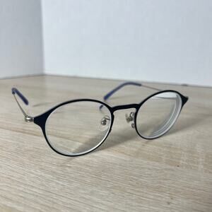 JINS LMF-17A-016A Eyeglasses Round Matte Blue Silver 48-21-142